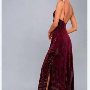 Lulu's Wine Backless Maxi Dress